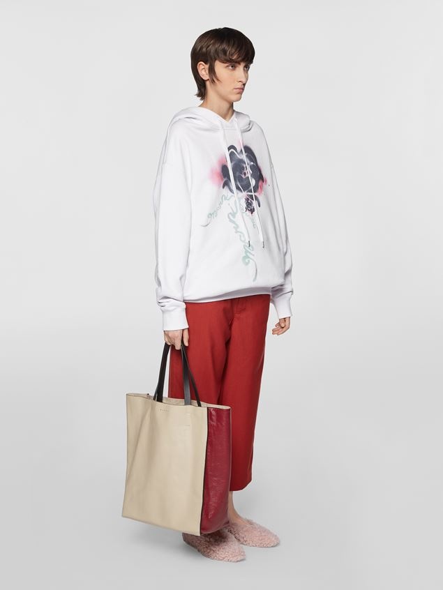 FLOWER PRINT COTTON HOODIE - 5