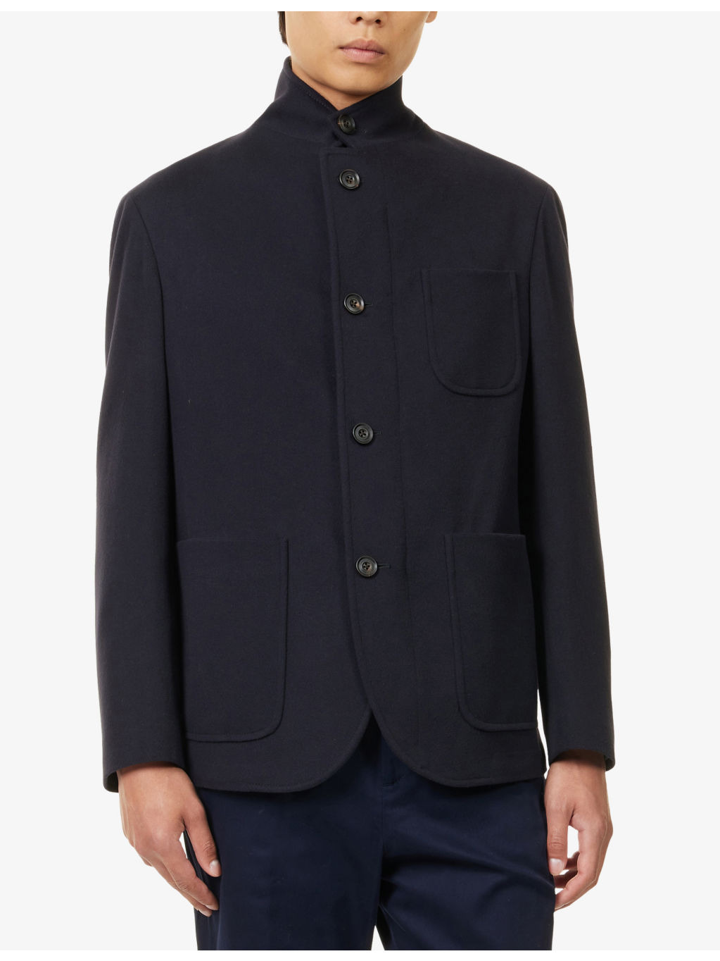 Patch-Pocket Corn-Button Wool Jacket - 3