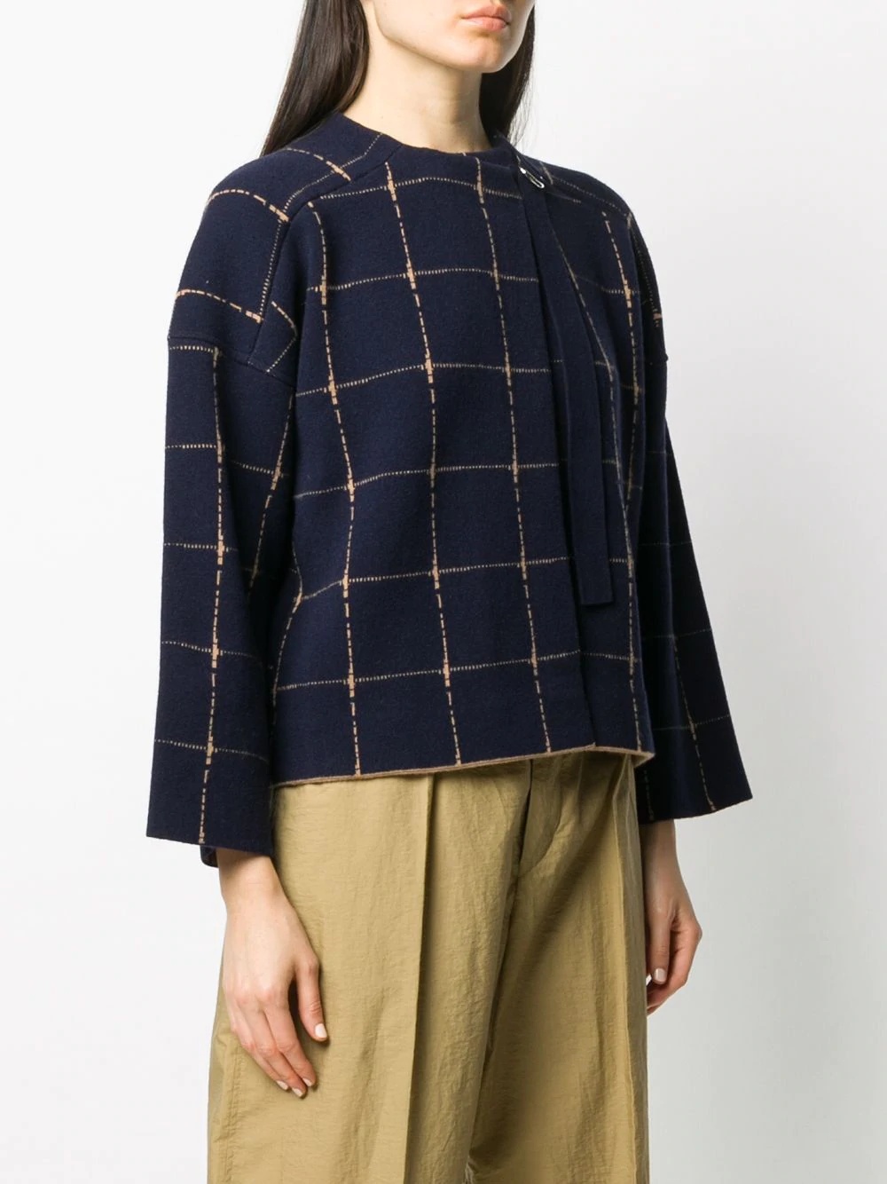 cashmere-wool blend boxy check jumper - 3