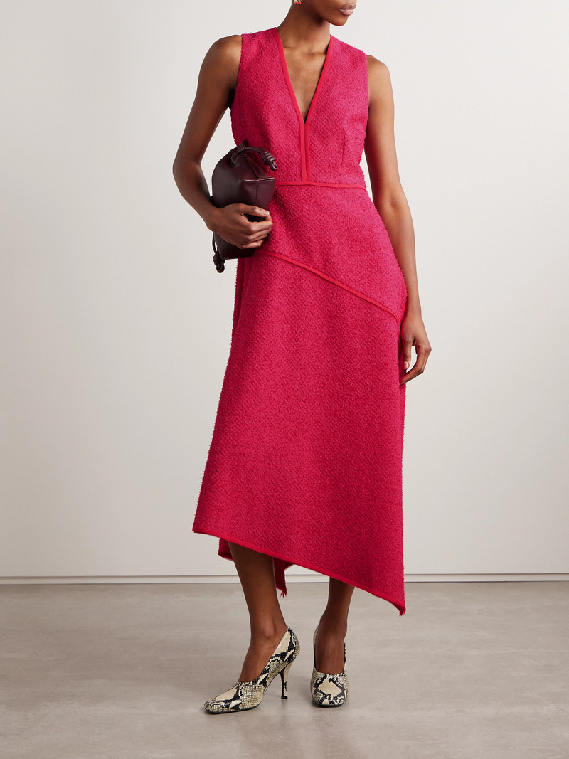 ULLA JOHNSON Florence Chiffon-trimmed Cotton-blend Tweed Midi Dress outlook