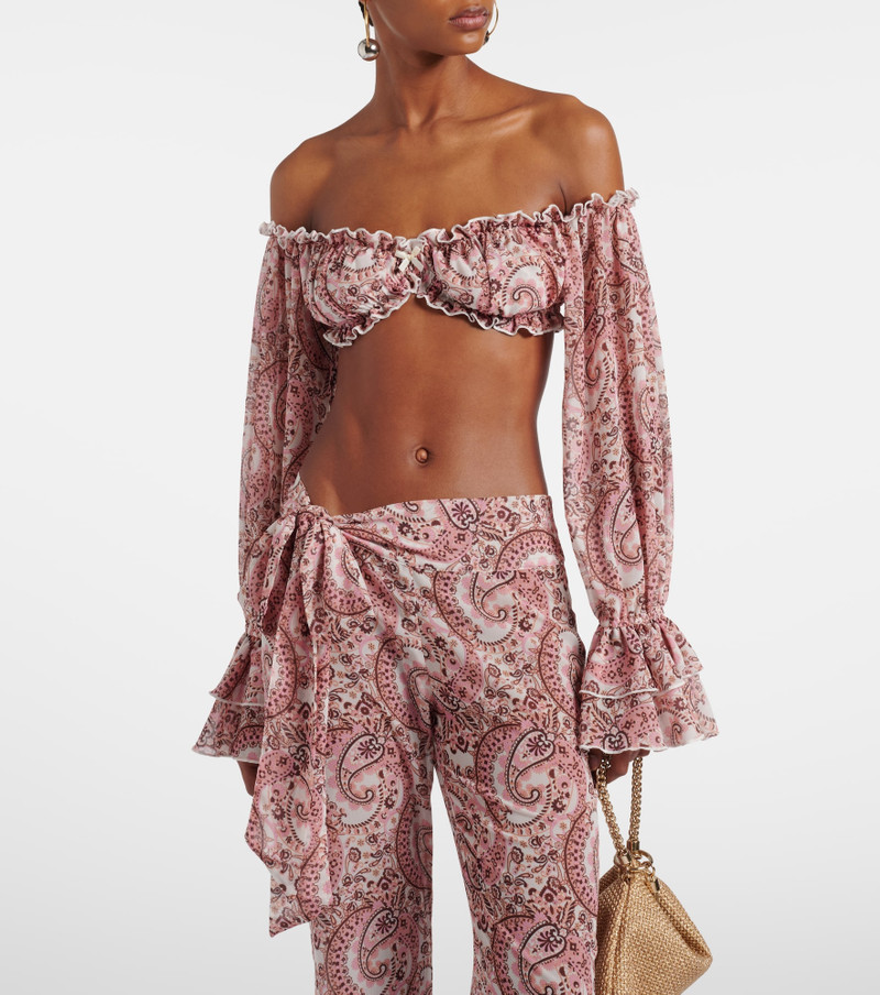 BANANHOT Elma off-shoulder paisley crop top outlook