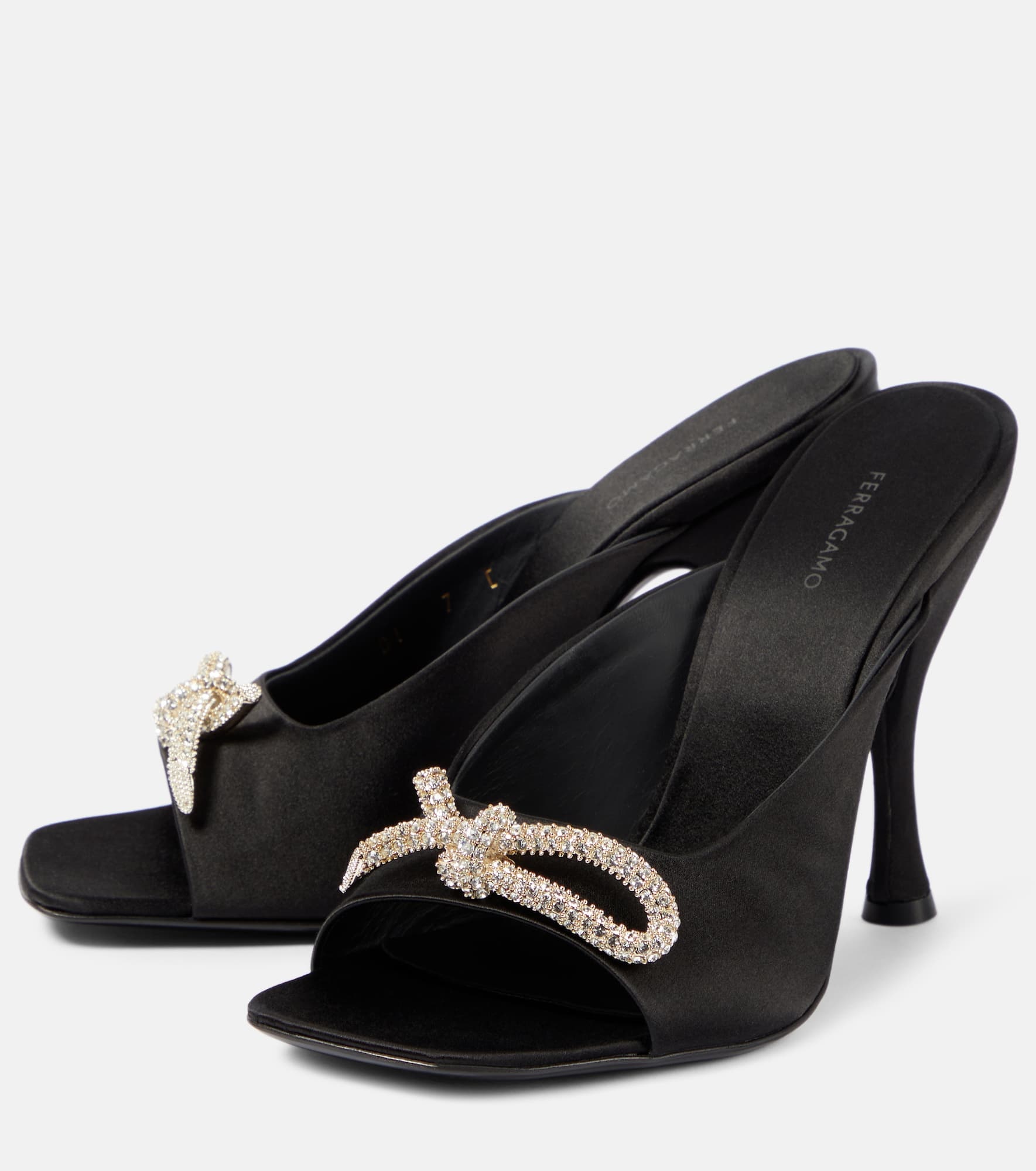 Embellished satin mules - 5