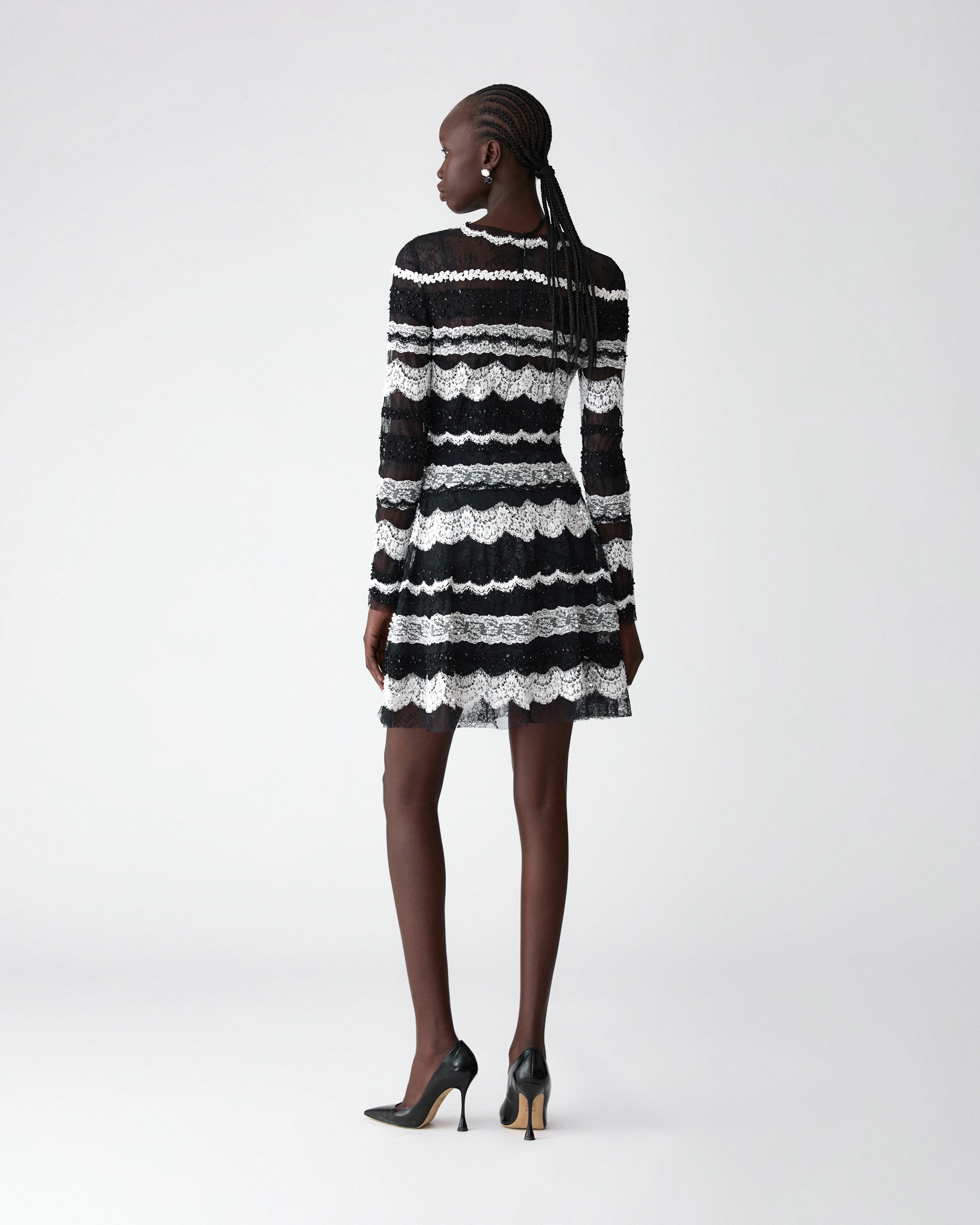 Embroidered Lace Mini Dress - 3