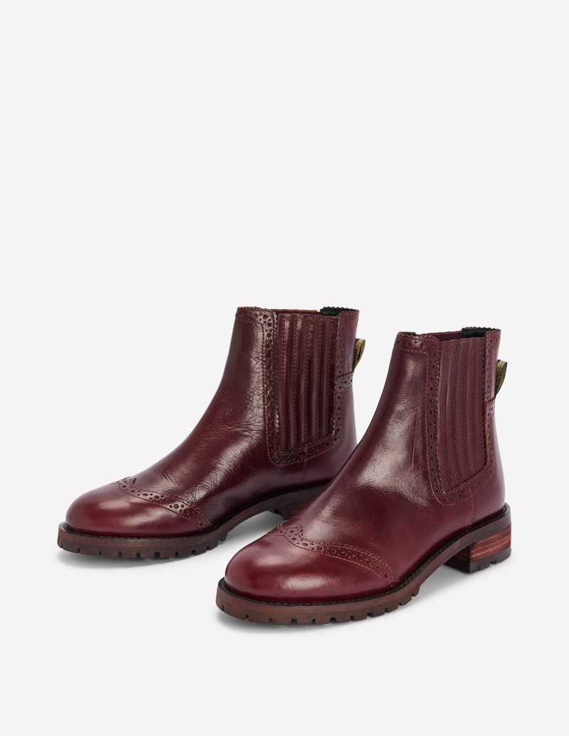 Brogue Detail Chelsea Boots-Oxblood 4