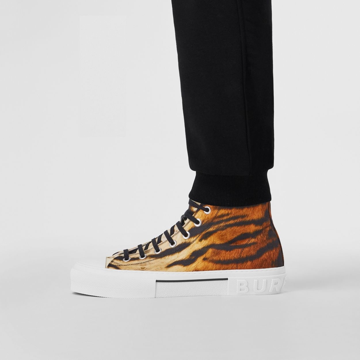 Tiger Print Cotton High-top Sneakers - 4