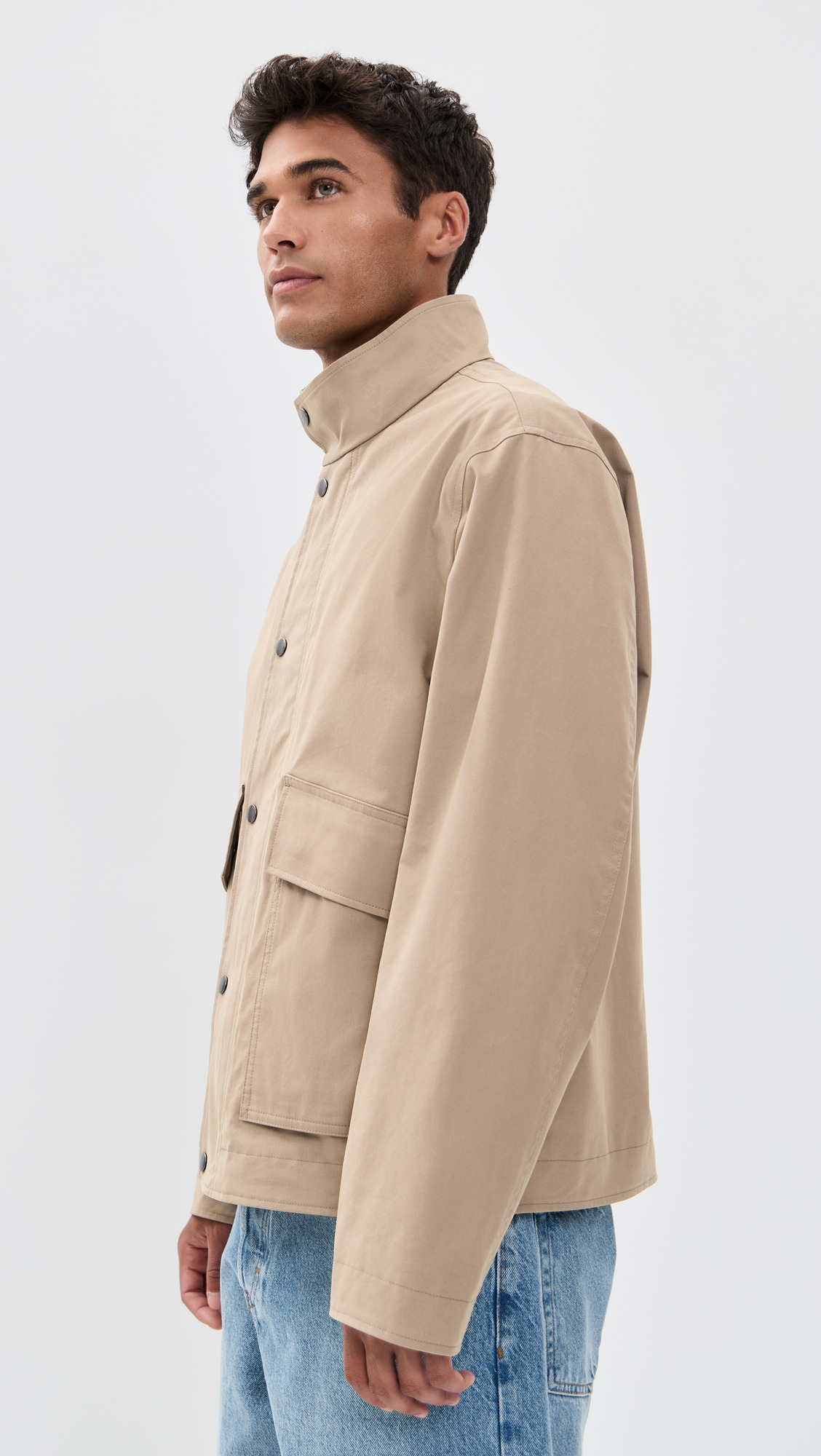 Snap Utility Jacket in Peach Cotton - 3