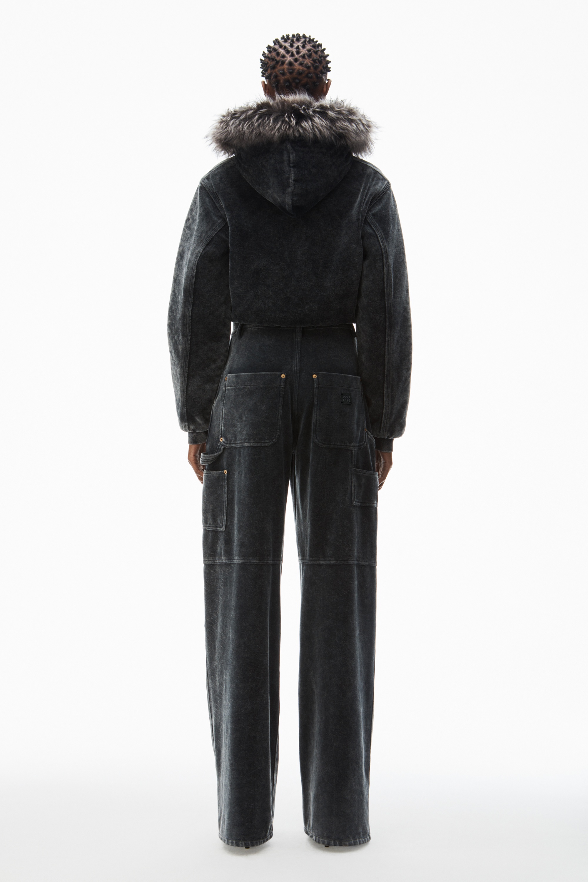 workwear pants in crushed velour - 5
