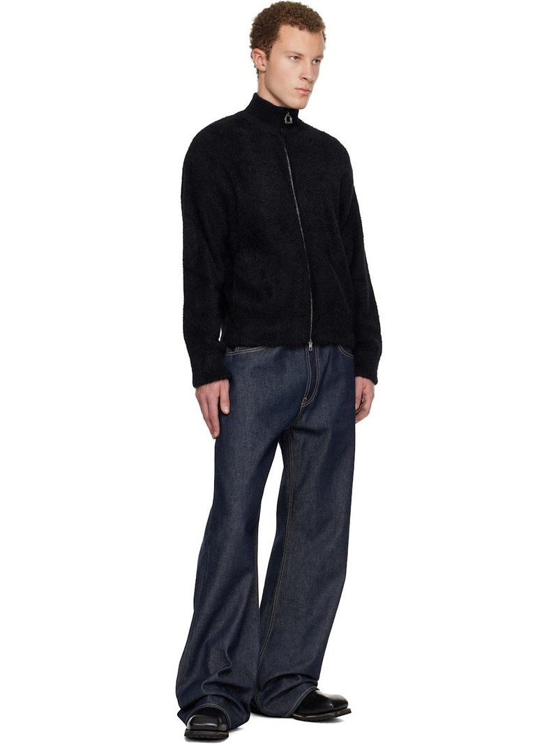 Wooyoungmi Black Hairy Zip-up Sweater outlook