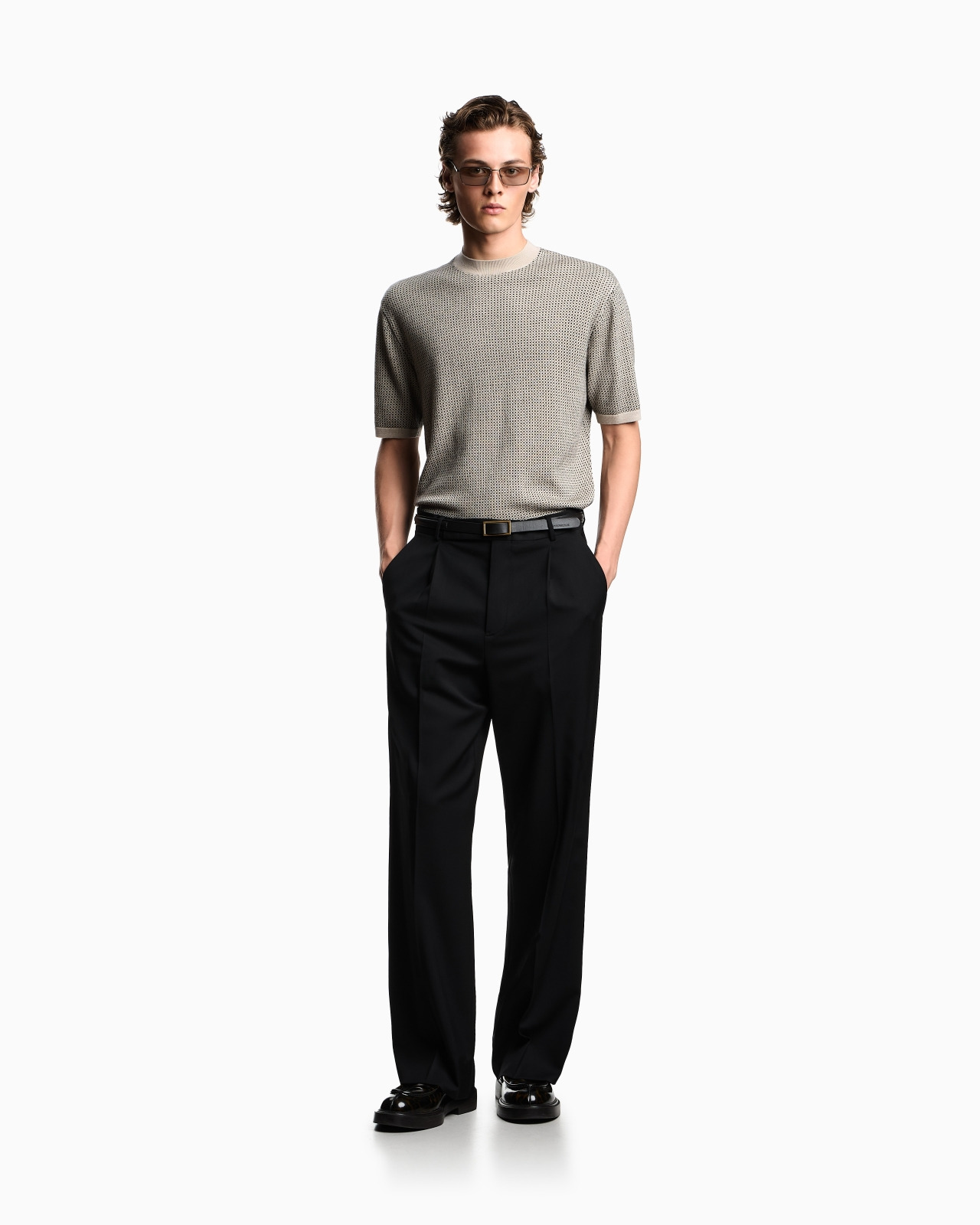 VIRGIN-WOOL JUMPER WITH TWO-TONE JACQUARD MICRO MOTIF - 2