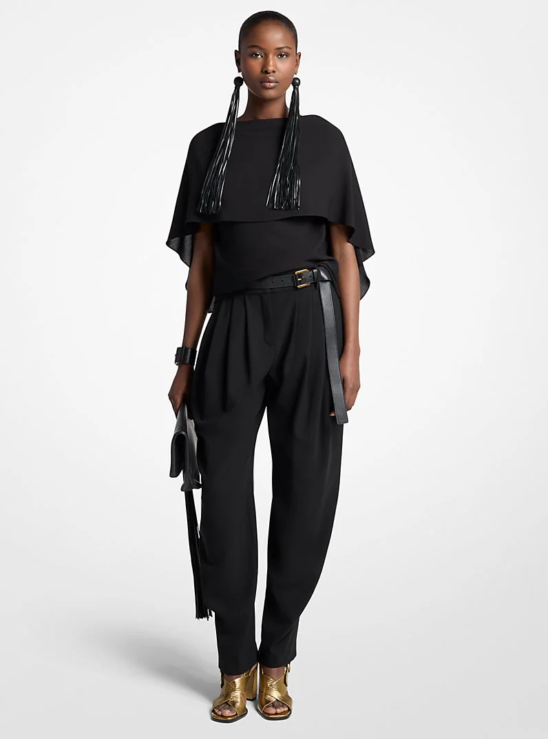 Pleated Tissue Wool Crepe Barrel Trousers - 1