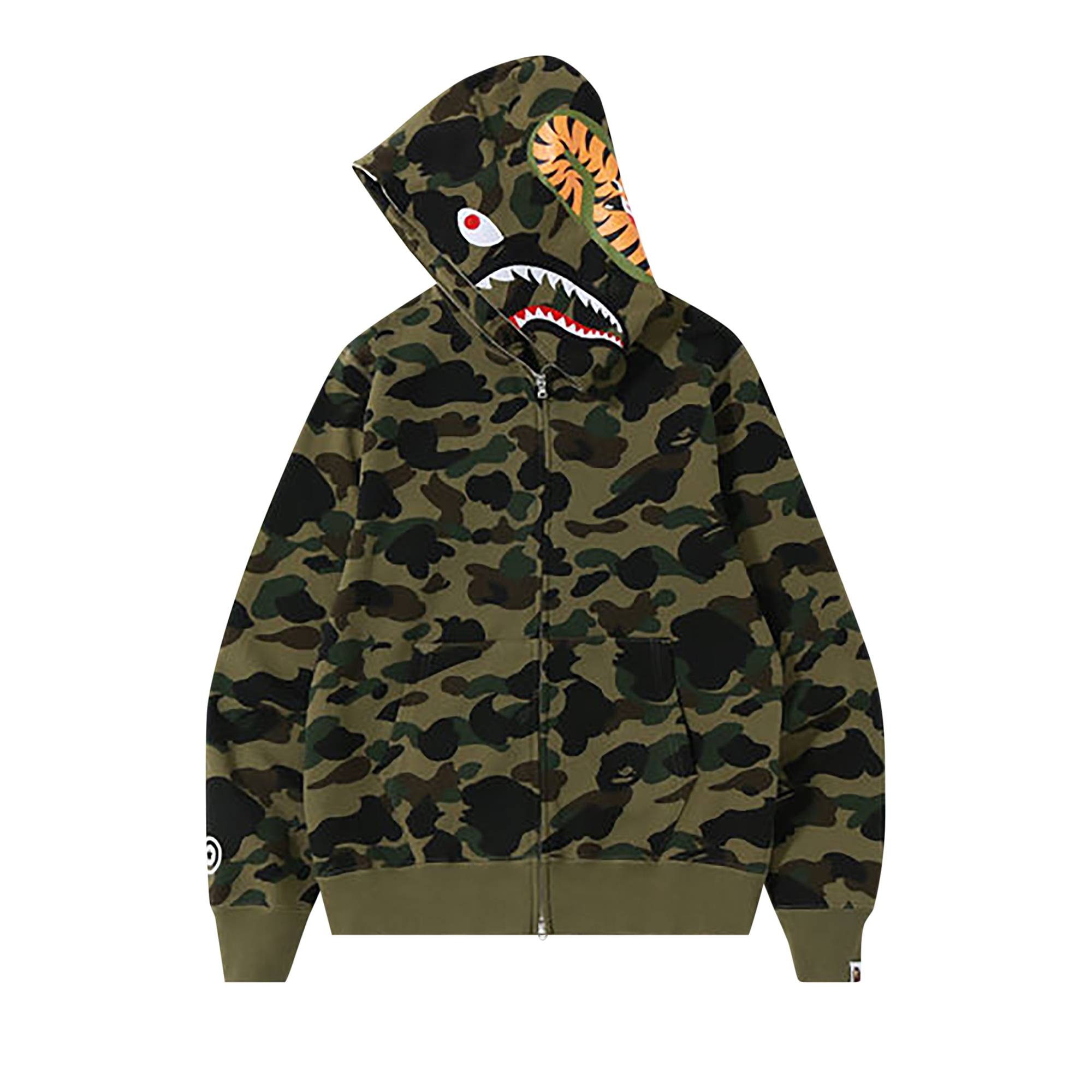 BAPE 1st Camo Shark Full Zip Hoodie 'Green' - 2