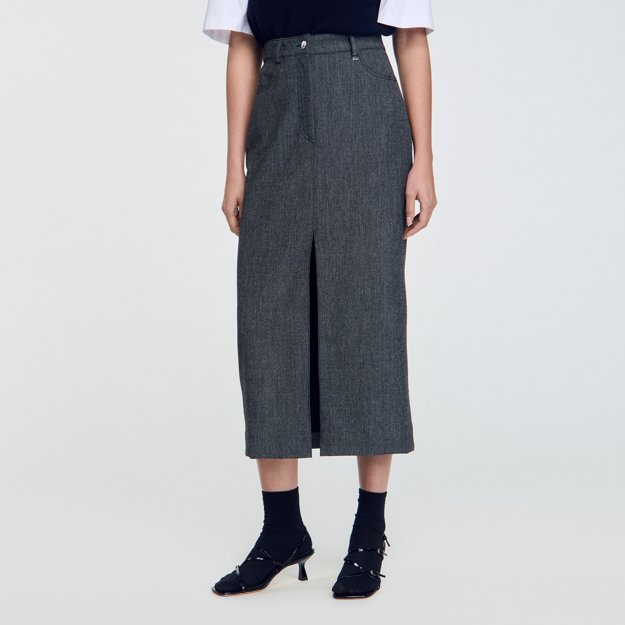 LONG SLIT SKIRT - 5