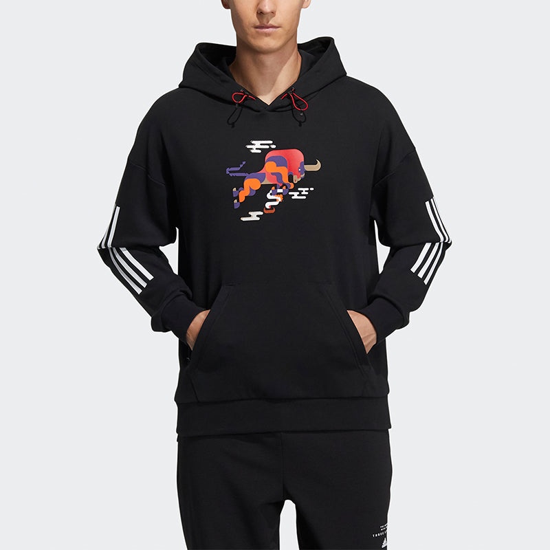 adidas Cny Gfx Hs Logo Printing Sports Pullover Black GP1839 - 2