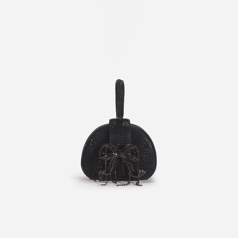 Black Rhinestone Top Handle Micro Bag 1