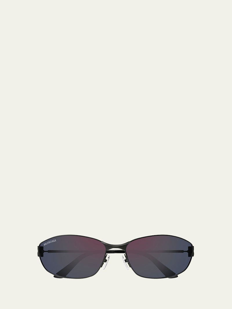 Men's BB Logo Metal and Nylon Oval Sunglasses 1
