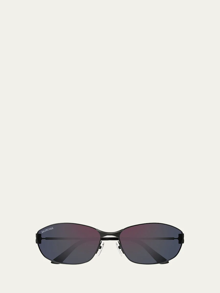 Men's BB Logo Metal and Nylon Oval Sunglasses - 1