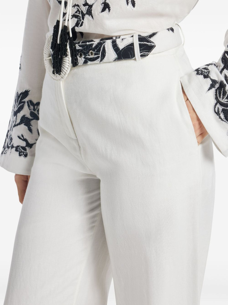 Ahi floral-embroidered belted trousers 5