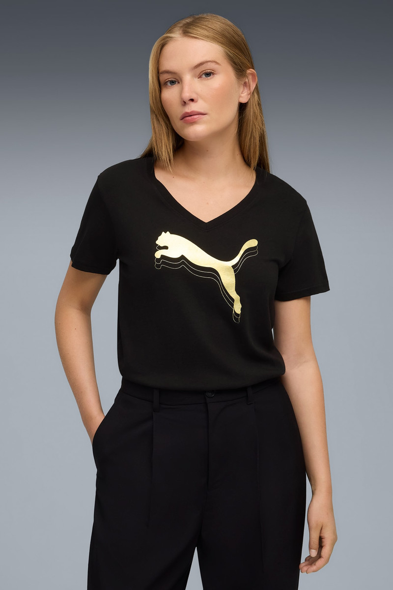 PUMA PUMA Essentials Metallic Women's V-Neck Tee outlook