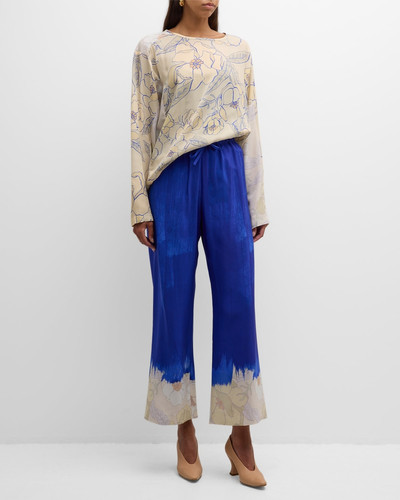 Dries Van Noten Puvis Floral Brushstroke Wide-Leg Pull-On Pants outlook