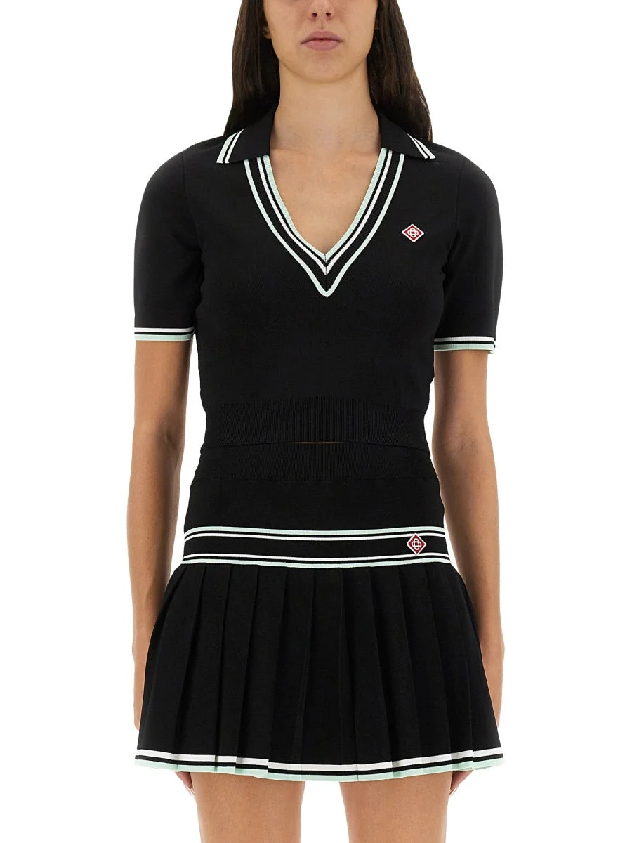 Casablanca Women Viscose V-Neck Polo Shirt - 1