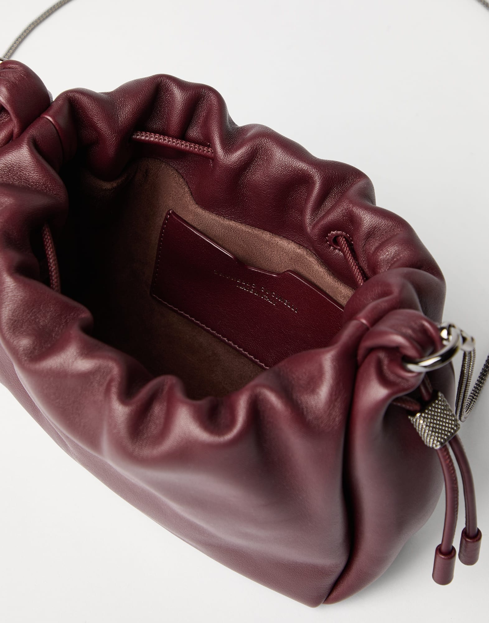 Mellow mini bucket bag in soft leather with precious chain - 5
