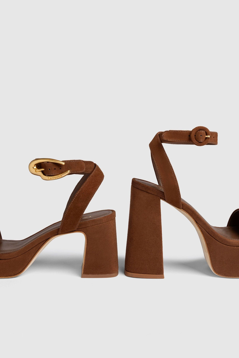Larroudé Dolly Sandal In Burnt Umber Suede outlook