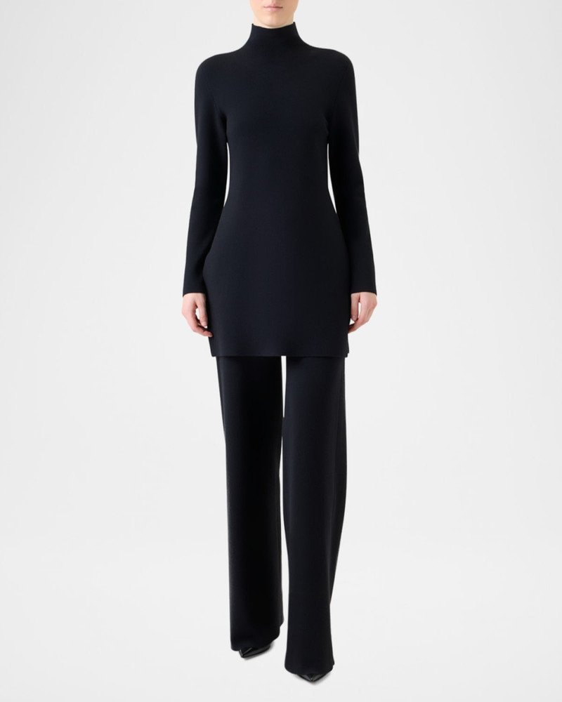 AKRIS Turtleneck Cashmere-Silk Milano Knit Tunic Sweater outlook