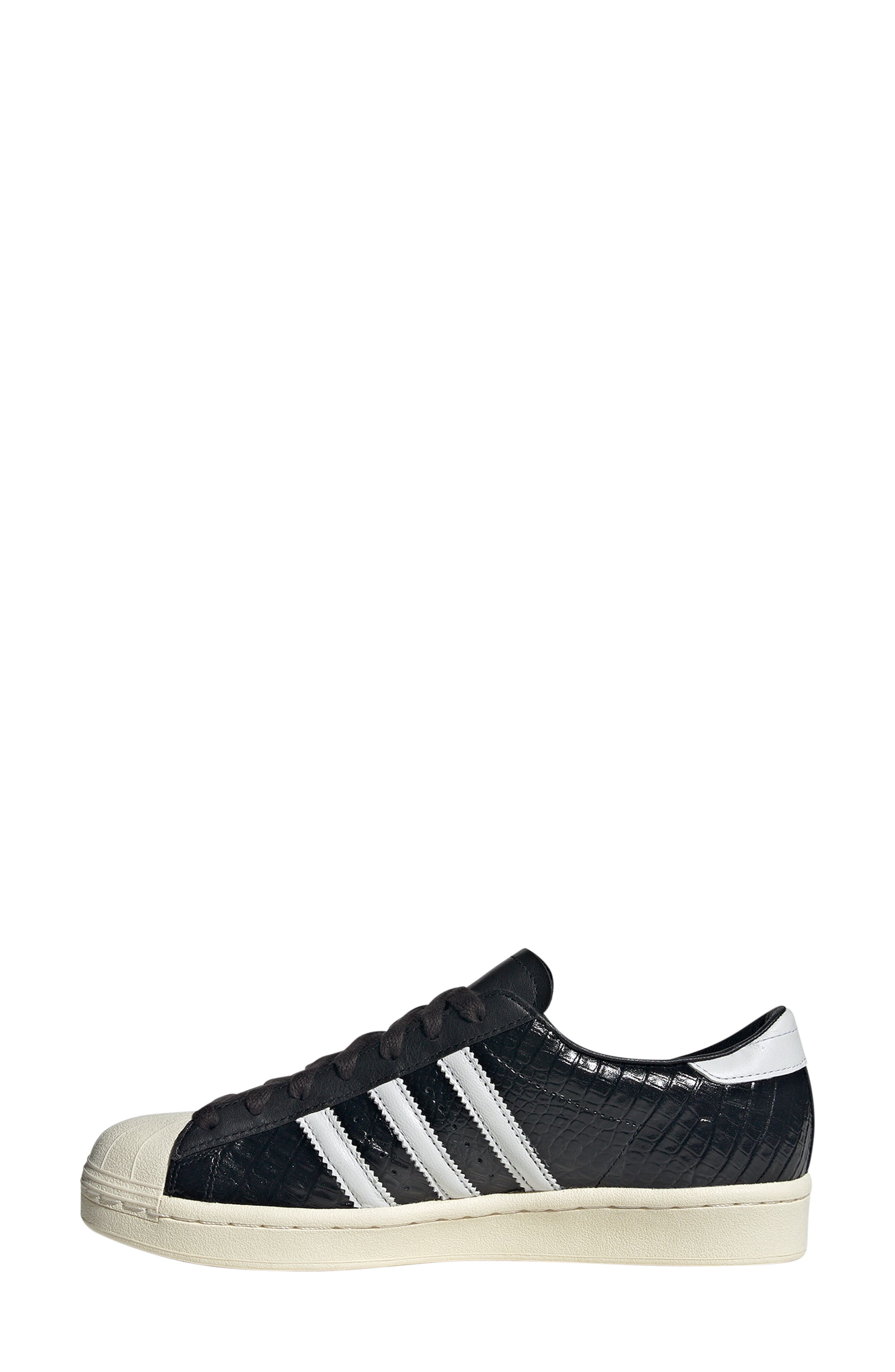 adidas Superstar Embossed Sneaker in Black/White/Cream White at Nordstrom - 6