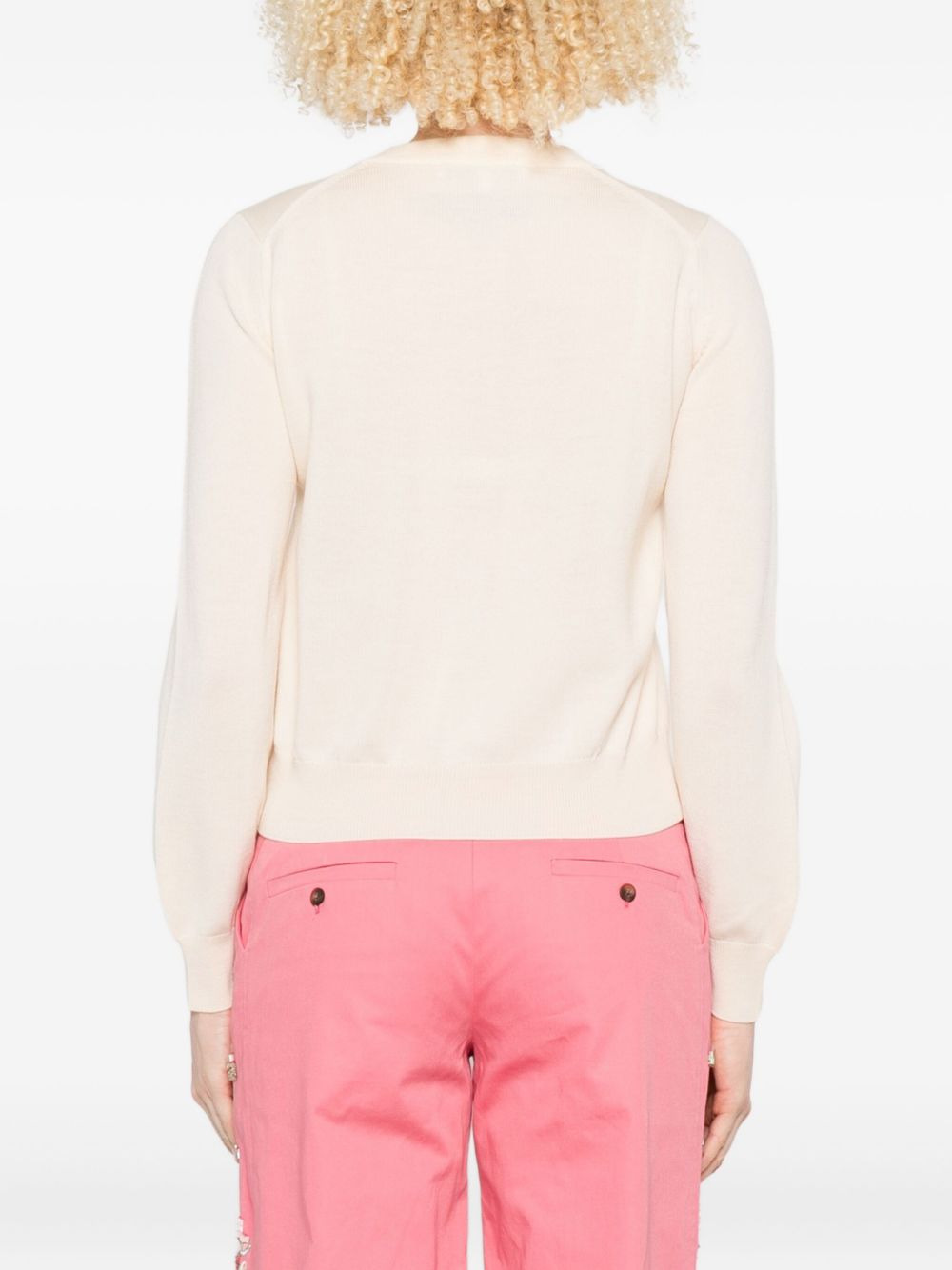 fox-embroidered buttoned cardigan - 4