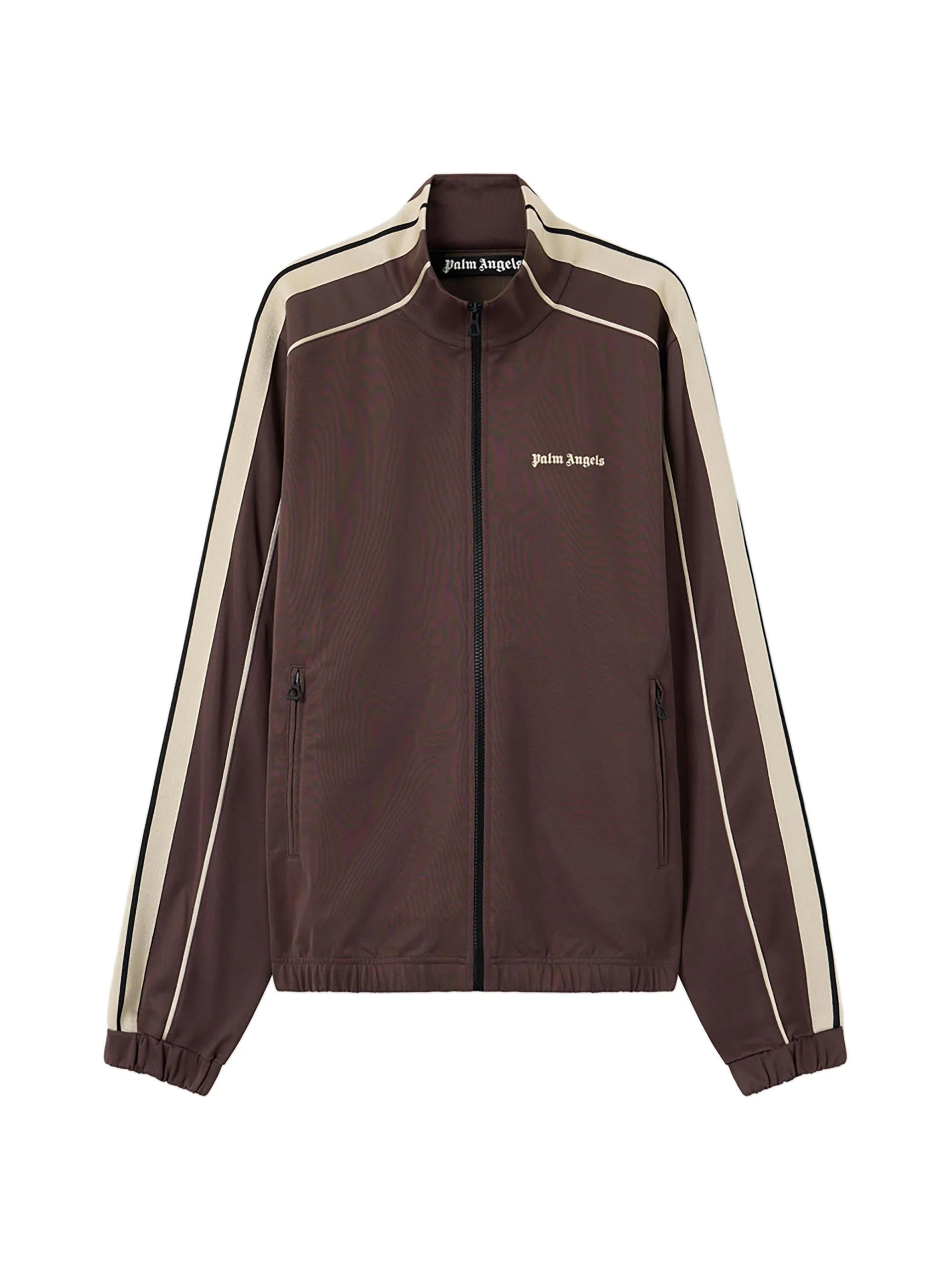 Men's Logo Striped Zip-Front Jacket - Brown Off White - 1