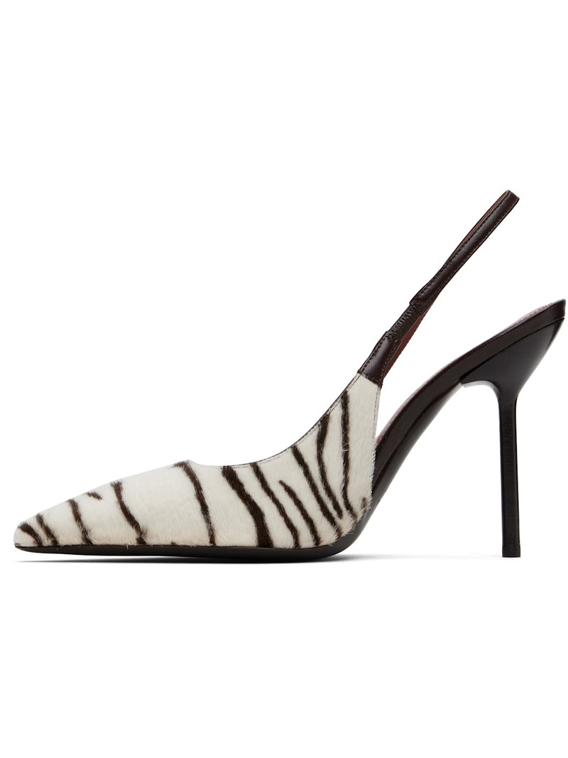 PARIS TEXAS Off-White & Brown Lidia Slingback Heels outlook