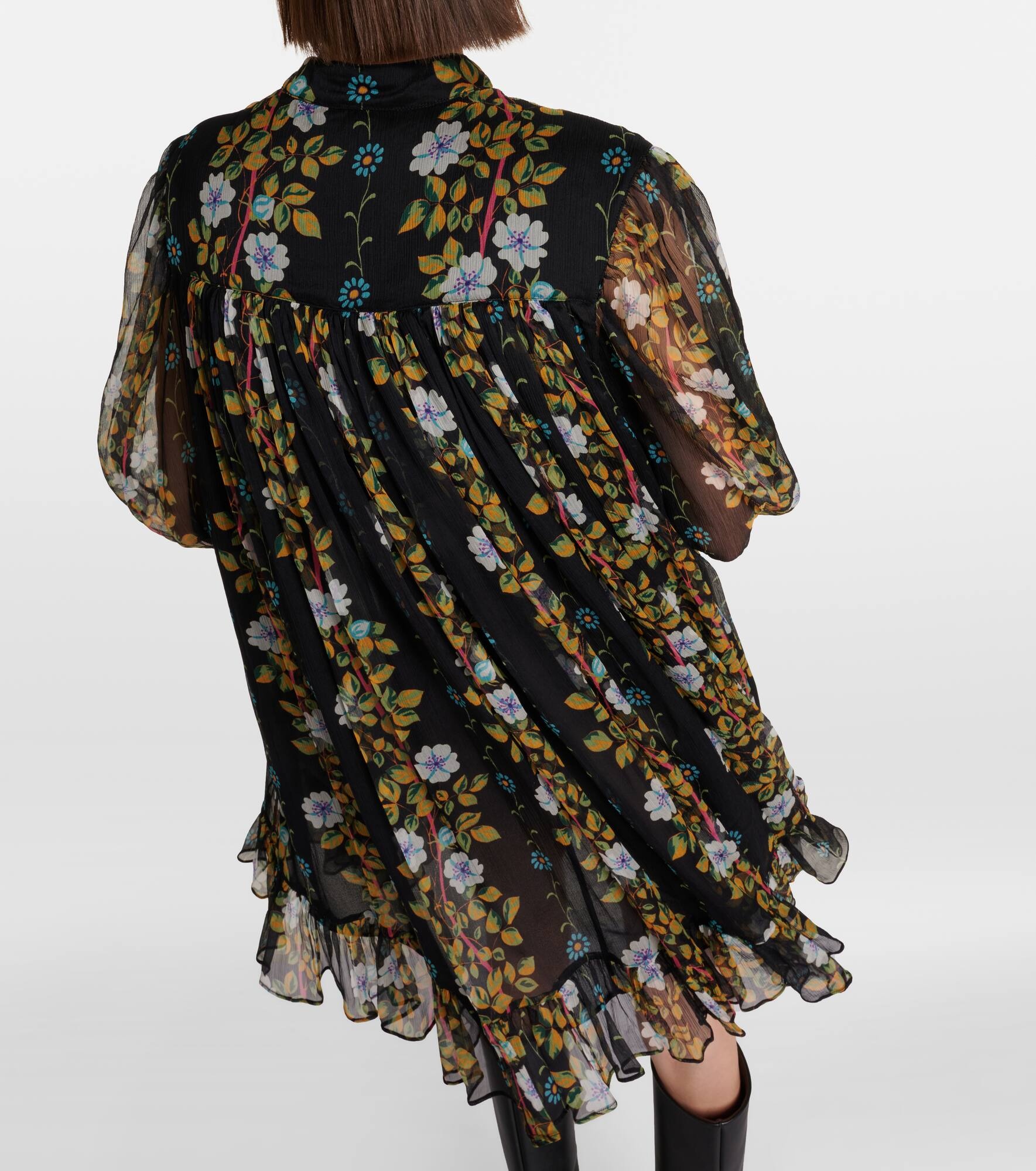Floral silk crepon minidress - 6