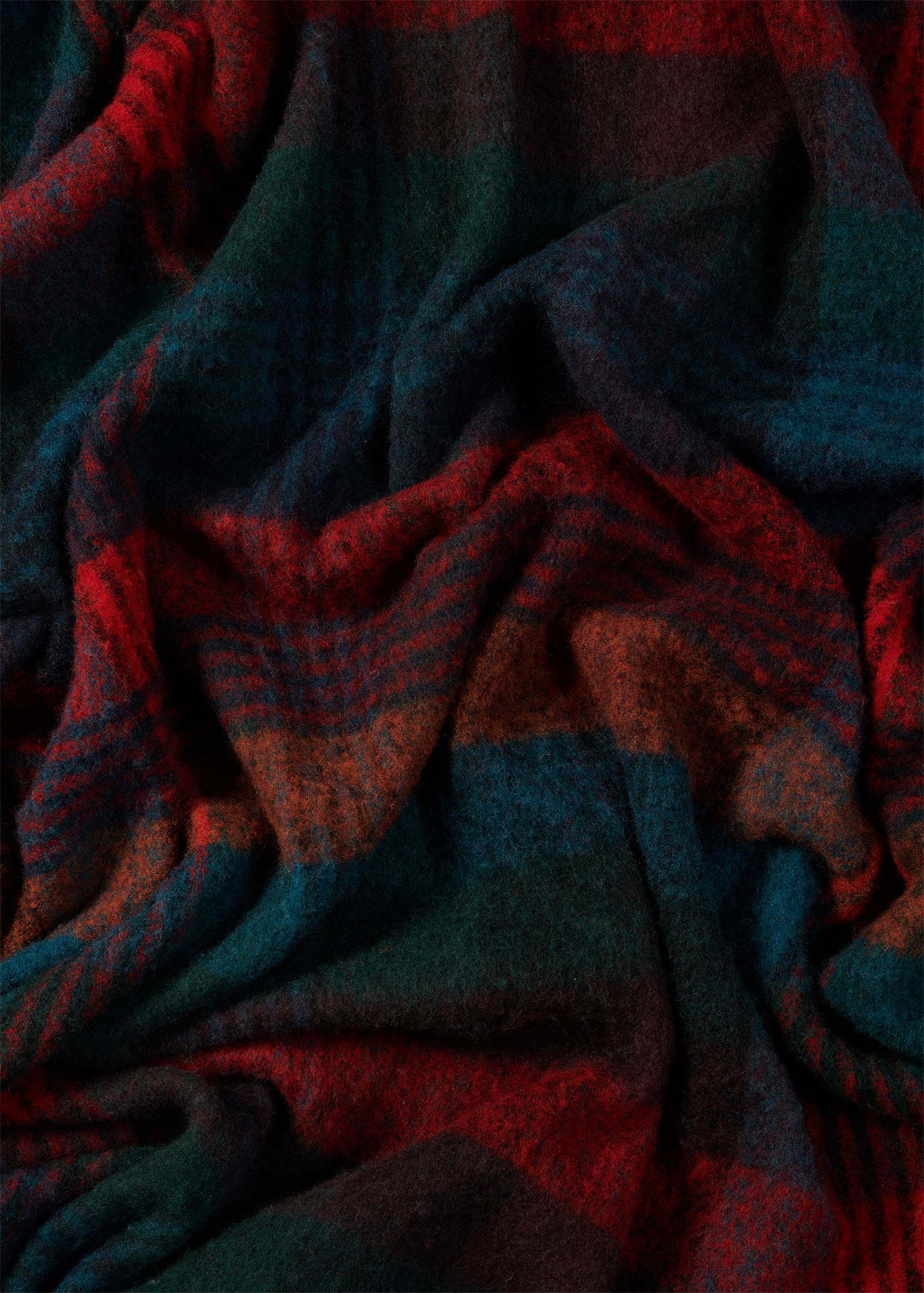 Red Merino Wool Check Blanket - 5