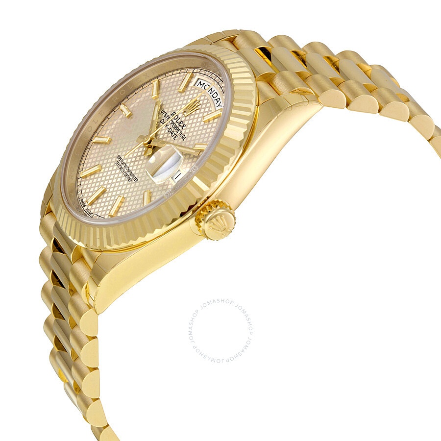 Rolex Day-Date 40 Silver Diagonal Motif Dial 18K Yellow Gold President Automatic Men's Watch 228238S - 2