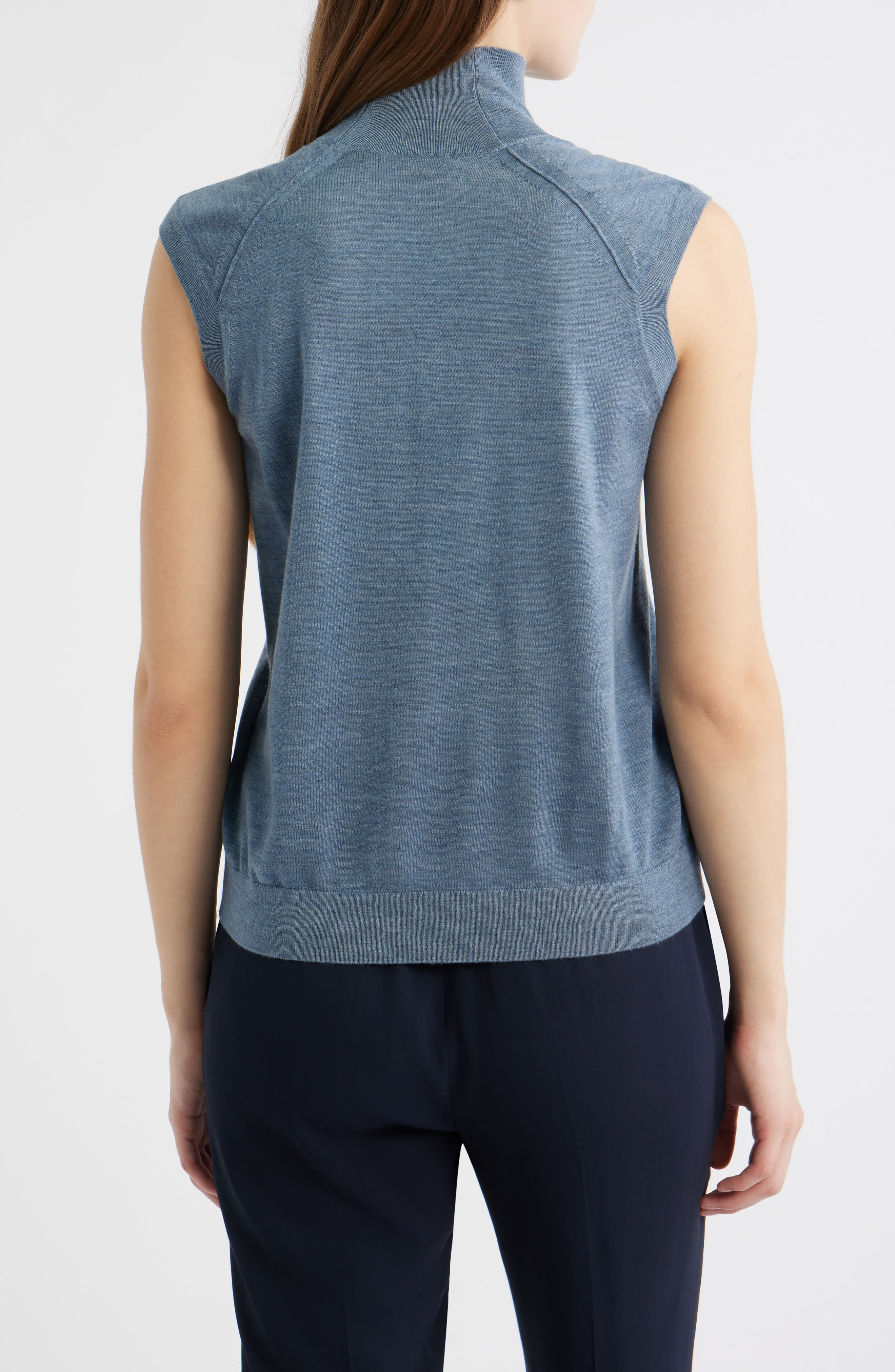 BOSS Fipini Turtleneck Sleeveless Virgin Wool Sweater in Tanzanite at Nordstrom - 2