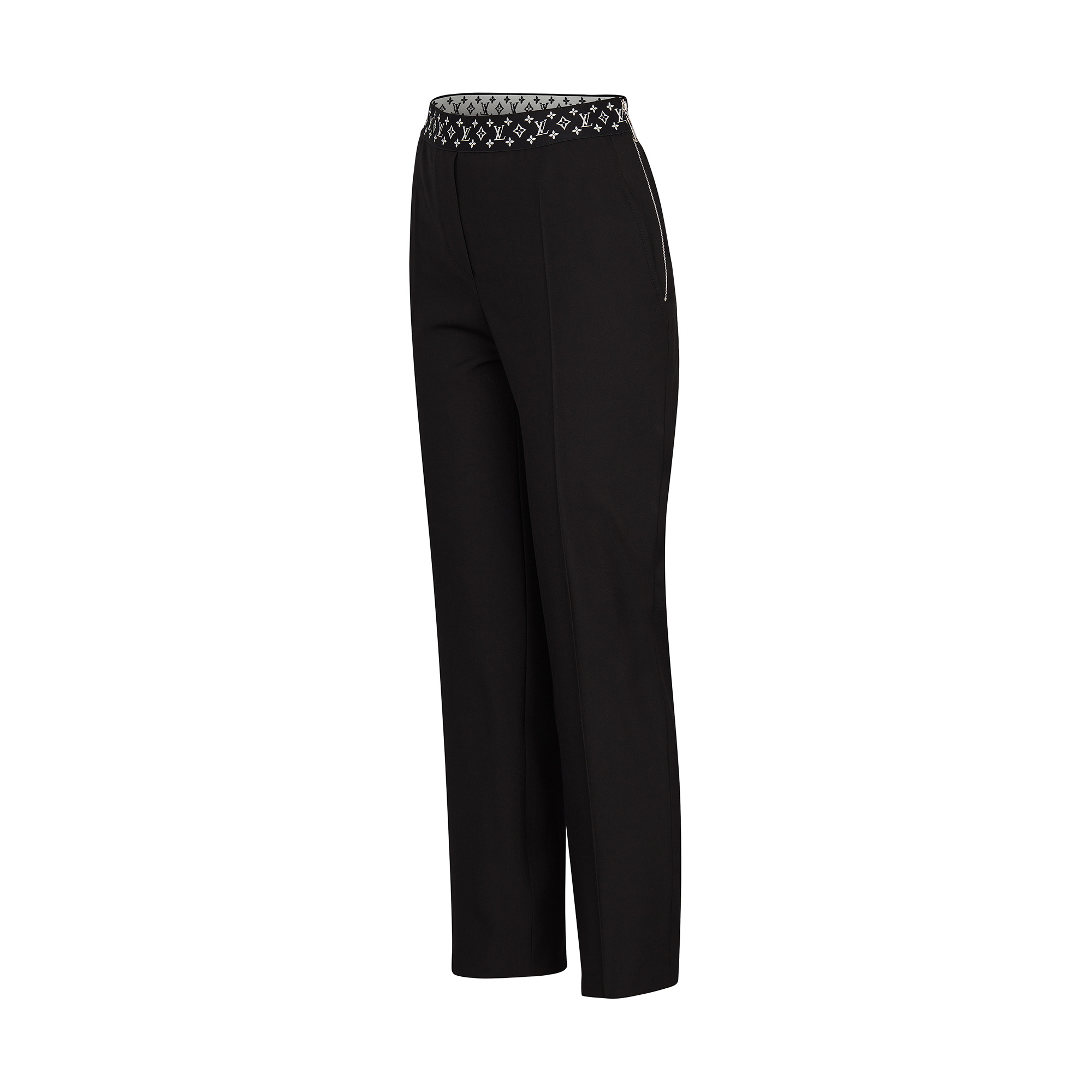 Straight Cut Pants With Monogram Elastic Belt - 2