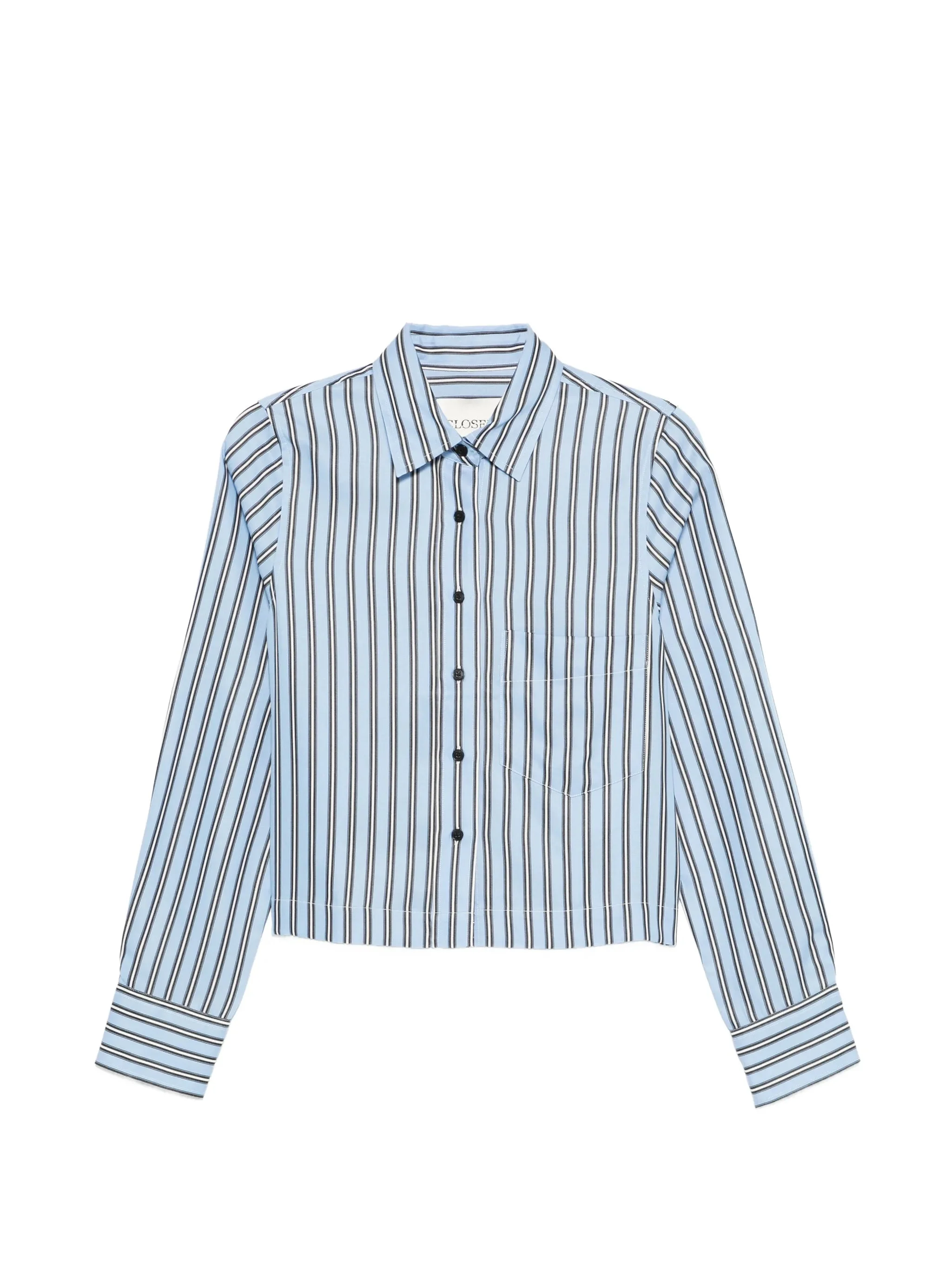 Closed Striped Cropped Shirt - 1