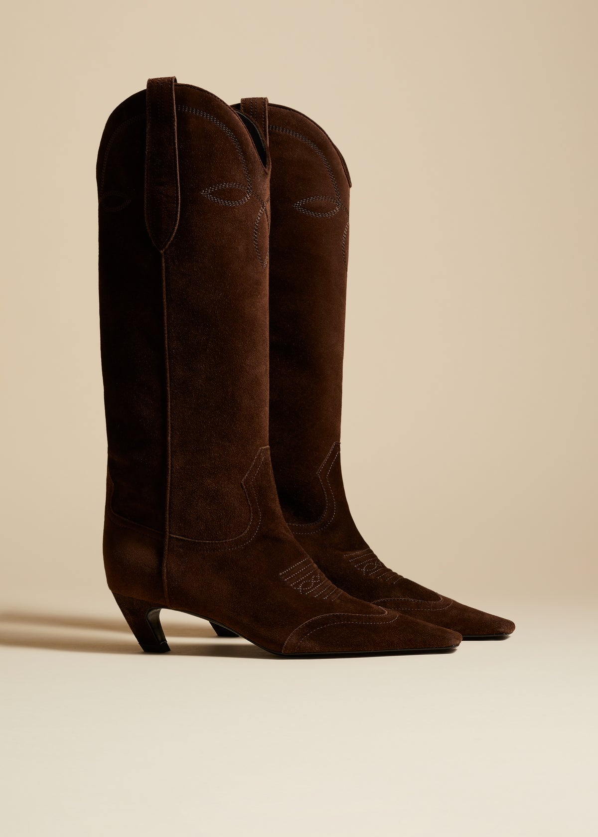 The Dallas Knee High Boot in Coffee Suede - 2