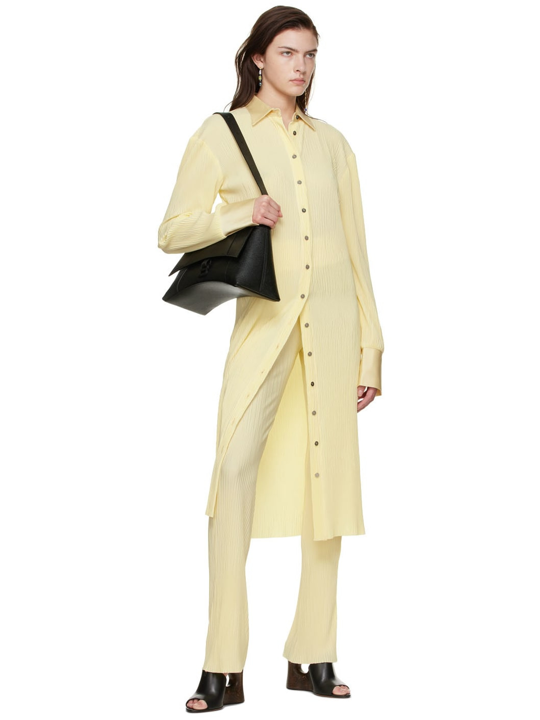 Yellow Polyester Midi Dress - 4