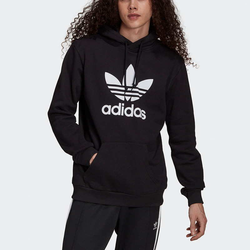 adidas Men's adidas originals Trefoil Hoody Logo Printing Sports Pullover Black H06667 outlook