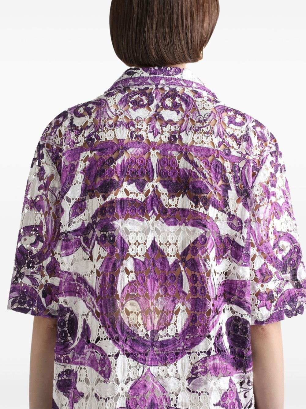 Majolica-print lace shirt - 5