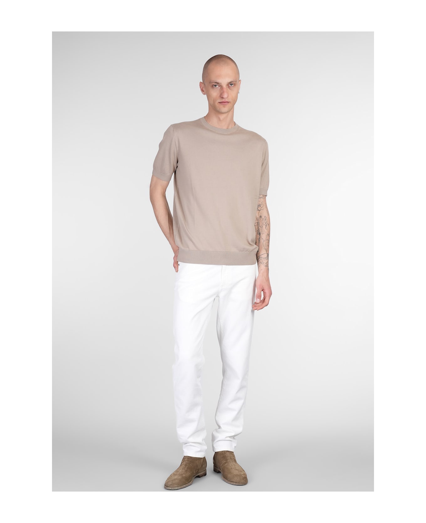 T-shirt In Taupe Cotton - 2