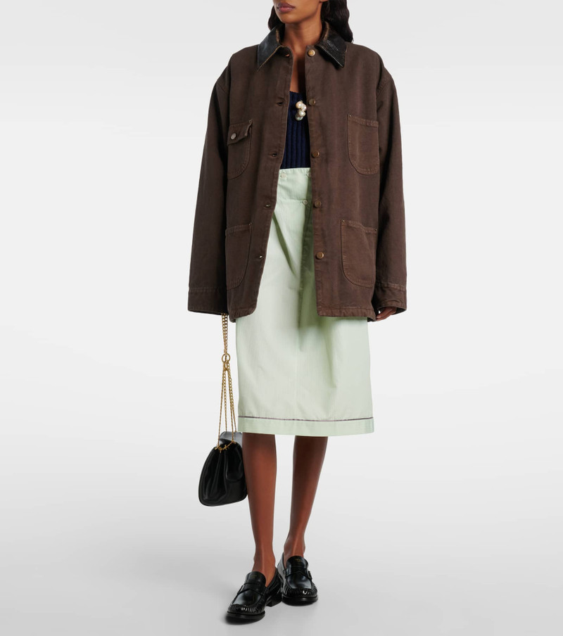 Prada Leather-trimmed cotton canvas field jacket outlook