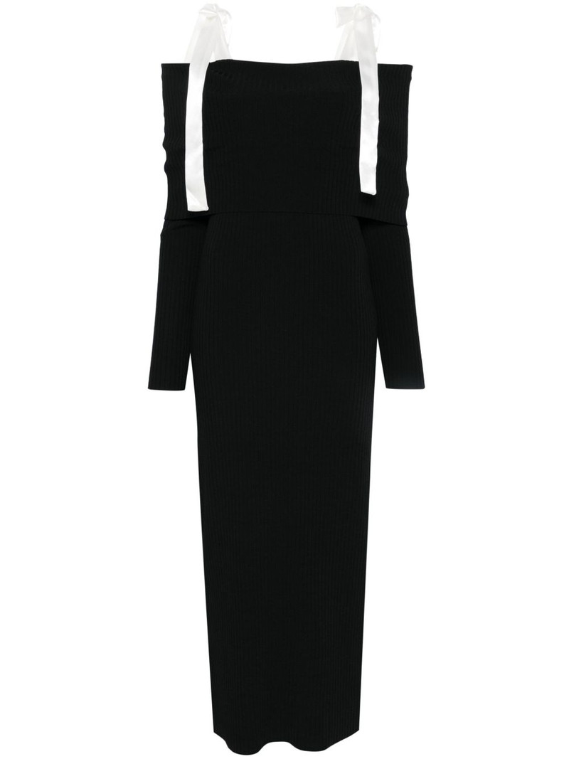 off-shoulder knitted maxi dress 1