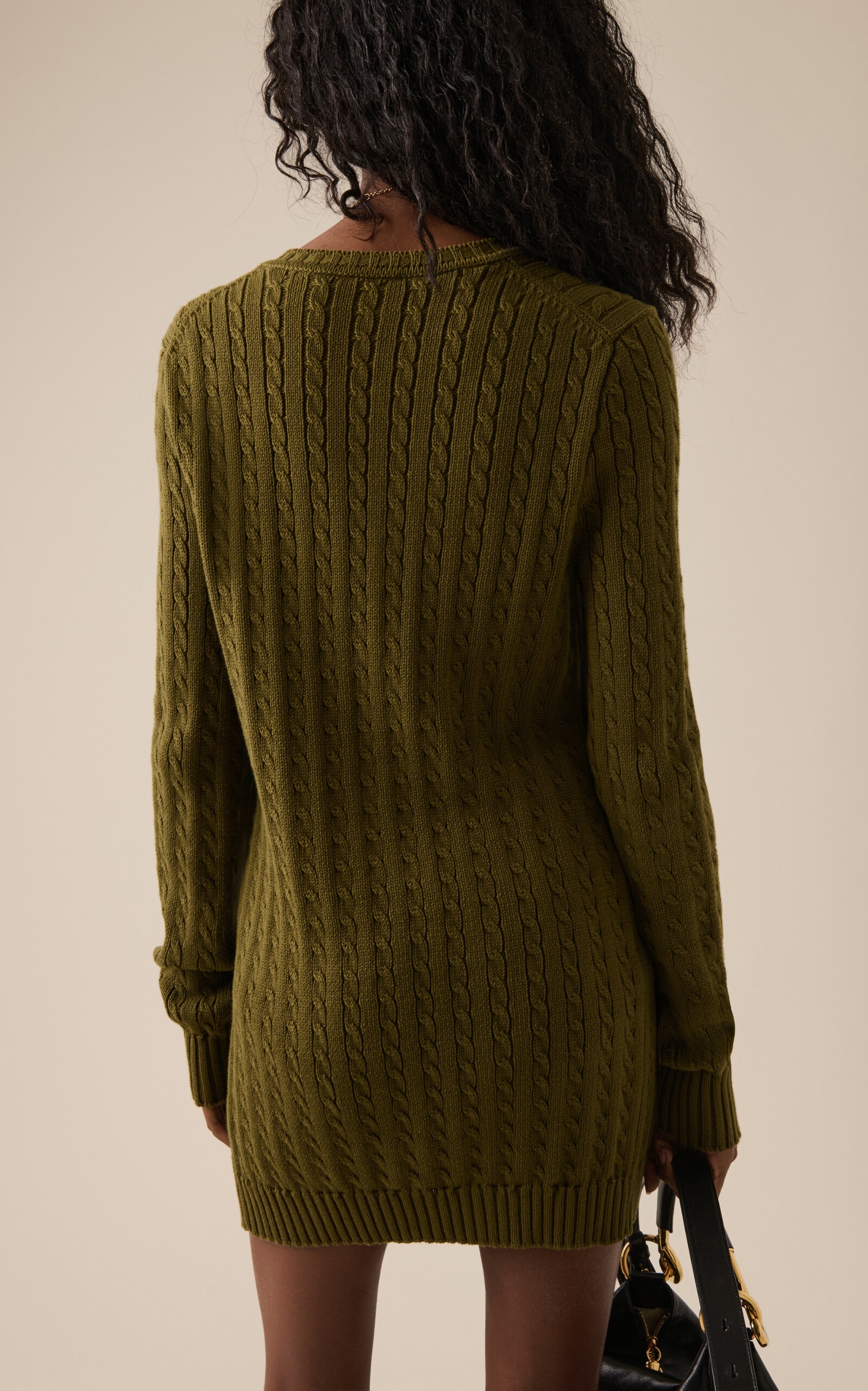 Longline Cable-Knit Cotton Cardigan green - 4