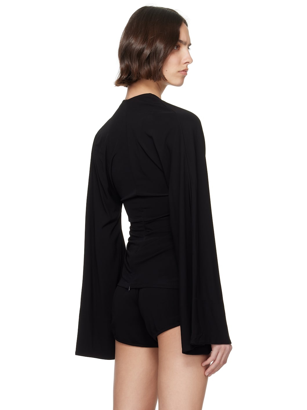 Black Salacia Ruched Long Sleeve Top - 3