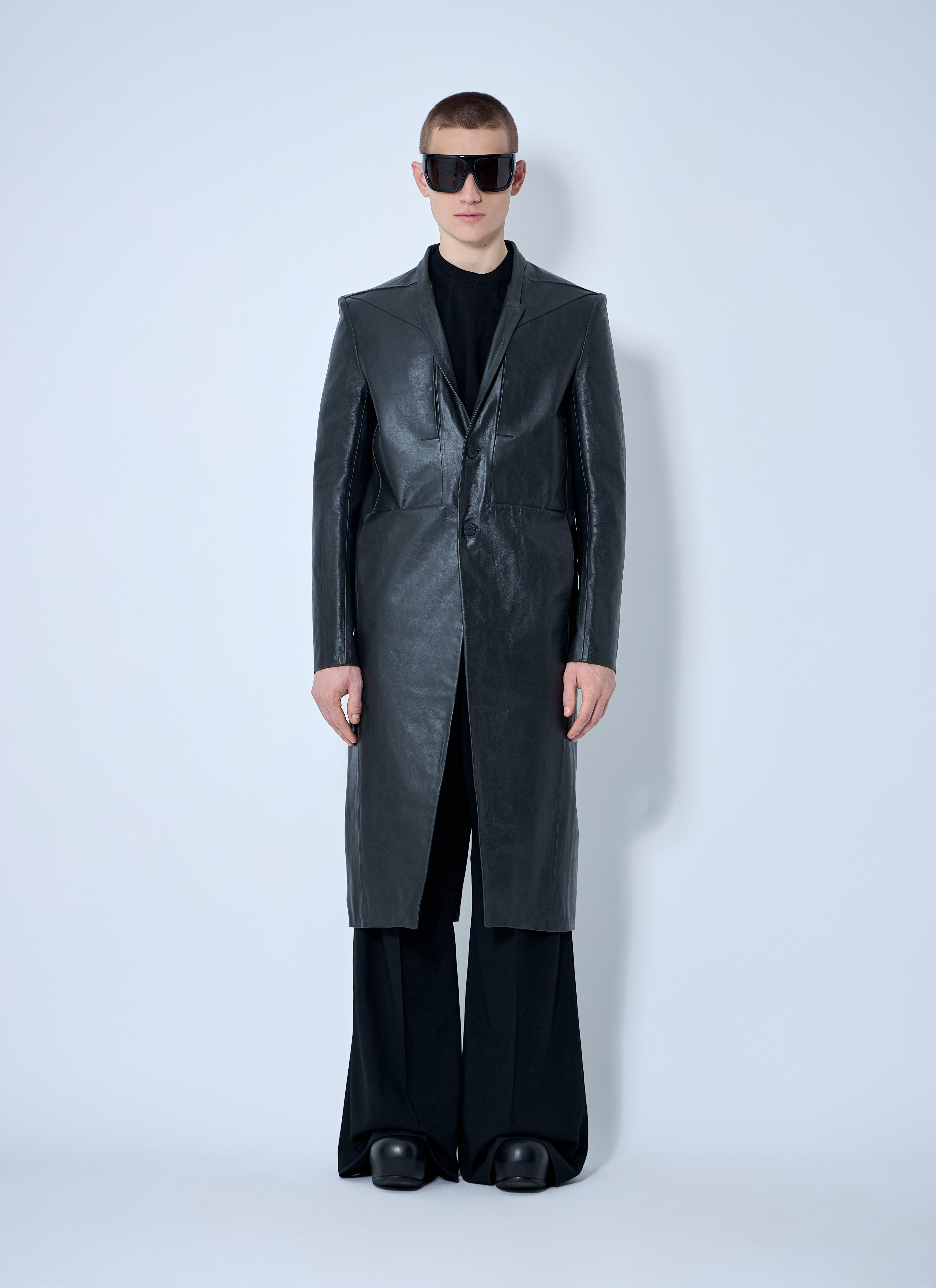 Rick Owens Men Leather Lido Coat - 2