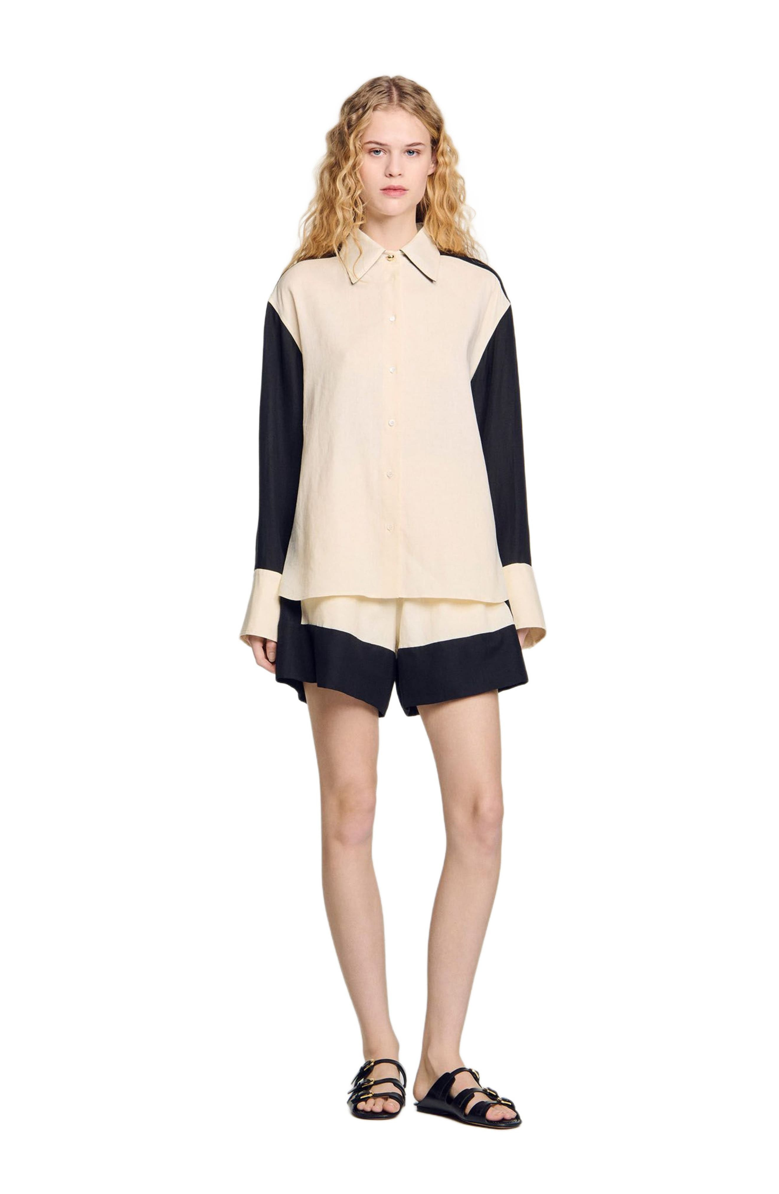SANDRO Two-tone shirt in Ecru at Nordstrom - 1