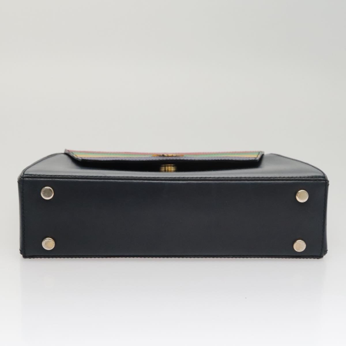 CELINE Hand Bag Leather Navy Red Yellow - 5
