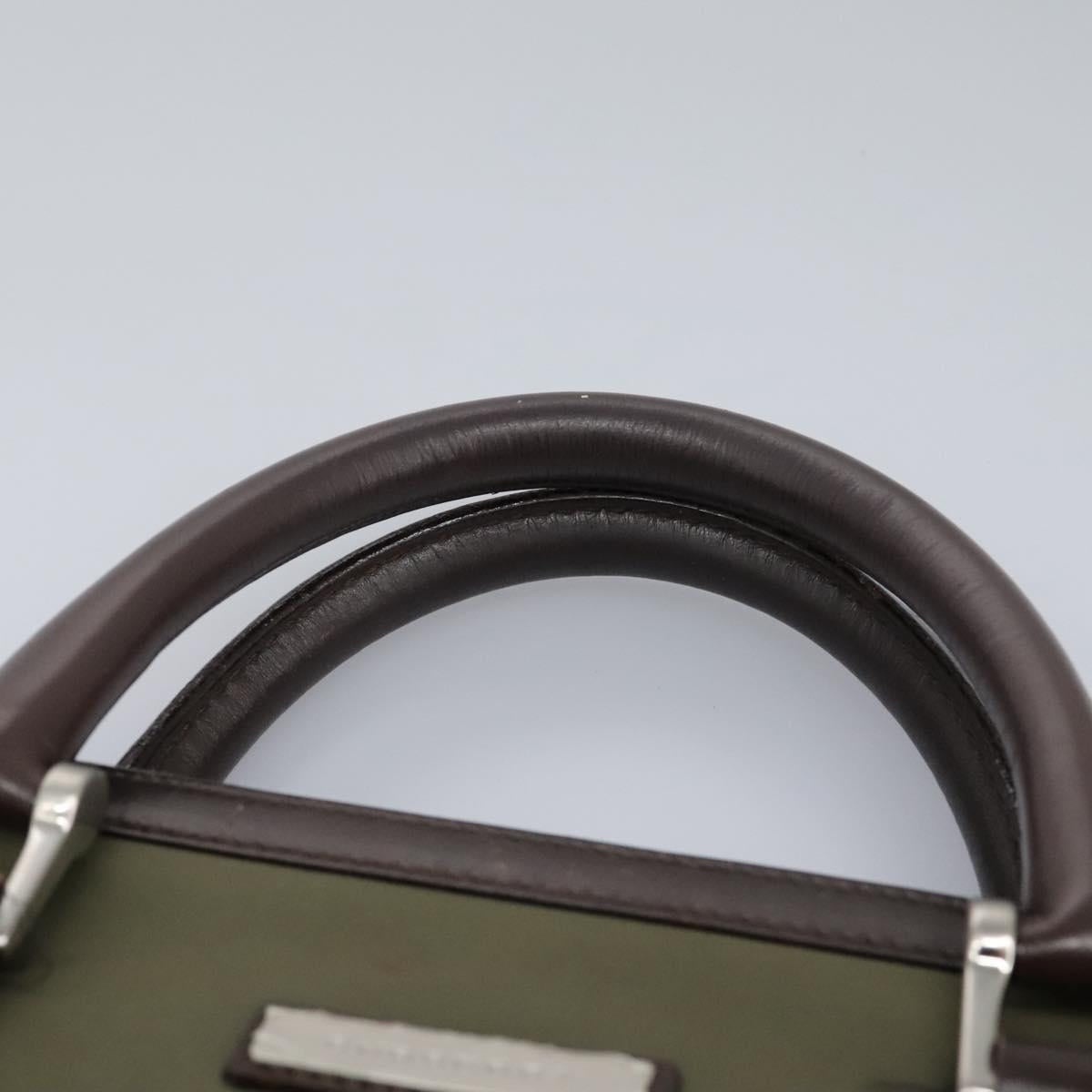 Burberry Hand Bag Nylon Leather Khaki Brown Silver - 8